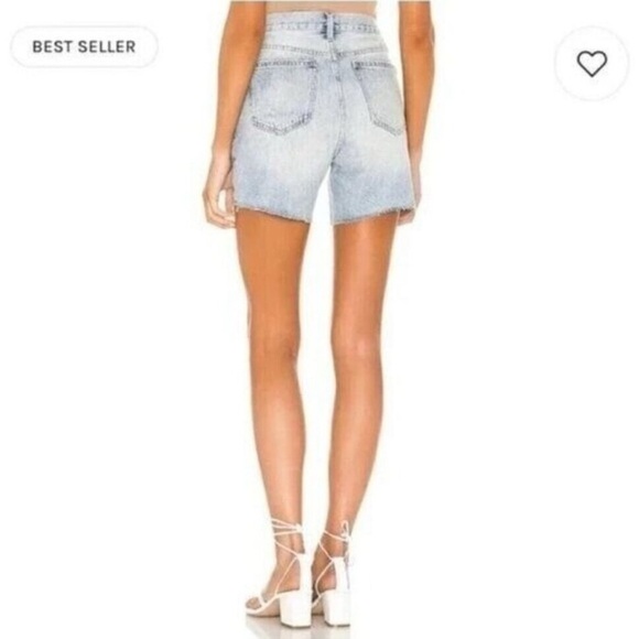 Pistola Devin High Rise Mom Cut Off Shorts Distressed Light Wash St.Tropez 27 - Picture 2 of 12